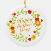 シンプルハッピーマザーズデイフローラリースオーナメント セラミックオーナメント (裏面)
