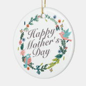 シンプルハッピーマザーズデイフローラリースオーナメント セラミックオーナメント (左)