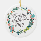 シンプルハッピーマザーズデイフローラリースオーナメント セラミックオーナメント (裏面)