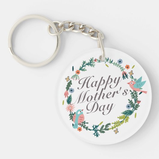シンプルハッピーマザーズデイフローラリースキーチェーン キーホルダー (正面)