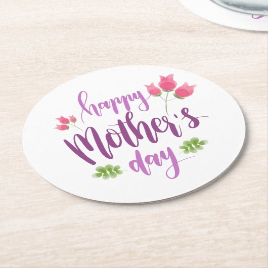 シンプルハッピーマザーズデイフローラ |コースター ラウンドペーパーコースター (アングル)