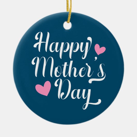 シンプルハッピーマザーデイ書道 |オーナメント セラミックオーナメント (正面)