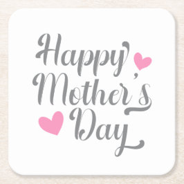 シンプルハッピーマザーデイ書道|コースター スクエアペーパーコースター
