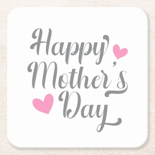 シンプルハッピーマザーデイ書道|コースター スクエアペーパーコースター (正面)