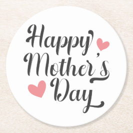 シンプルハッピーマザーデイ書道|コースター ラウンドペーパーコースター