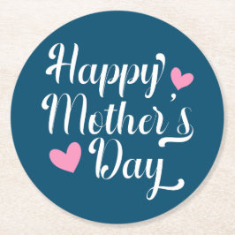 シンプルハッピーマザーデイ書道 |コースター ラウンドペーパーコースター