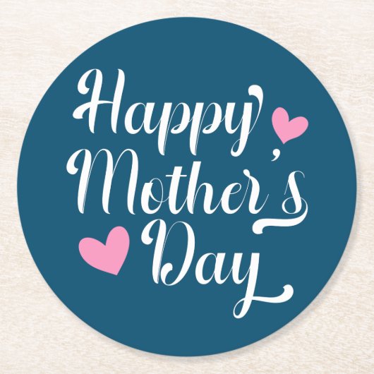 シンプルハッピーマザーデイ書道 |コースター ラウンドペーパーコースター (正面)