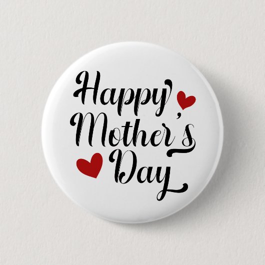 シンプルハッピーマザーデイ書道 |ピンボタン 缶バッジ (正面)