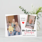 シンプルハッピー父の日、おじいちゃん2枚の写真 シーズンカード (スタンド正面)