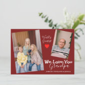 シンプルハッピー父の日、おじいちゃん2枚の写真 シーズンカード (スタンド正面)