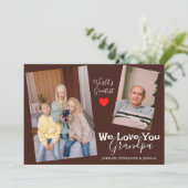 シンプルハッピー父の日、おじいちゃん2枚の写真 シーズンカード (スタンド正面)