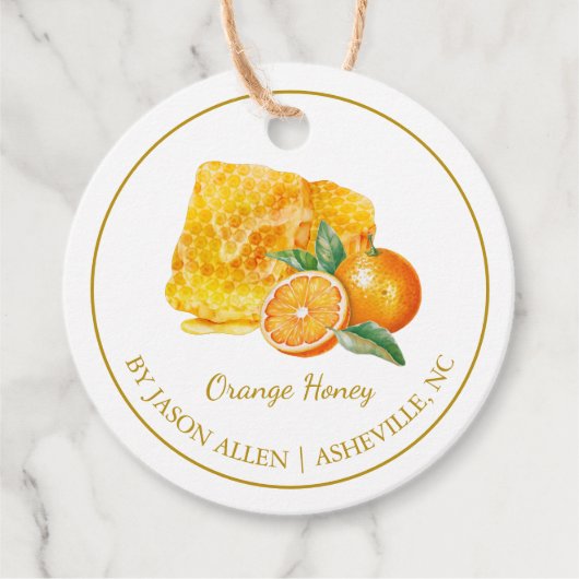 シンプルハニカムオレンジ入り蜂蜜つるラベル フェイバータグ (正面)