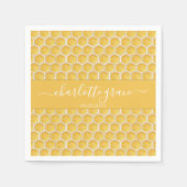 シンプルハニカムファーストbeeをテーマにしたお祝い スタンダードカクテルナプキン (正面)