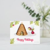シンプルハニービーサンタクロースクリスマスホリデー ポストカード (スタンド正面)