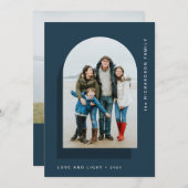 シンプルハヌカアーチ | 2枚モダンの写真 シーズンカード (正面/裏面)