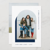 シンプルハヌカアーチ | 2枚モダンの写真 シーズンカード (正面/裏面)