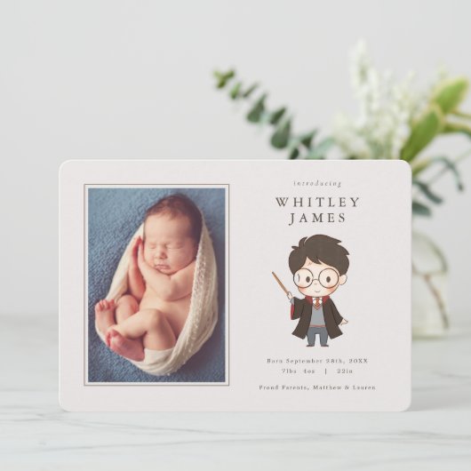 シンプルハリー・ポッターベビー誕生発表 招待状 (スタンド正面)