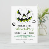 シンプルハロウィンのジャックoランタン顔パーティー 招待状 (スタンド正面)