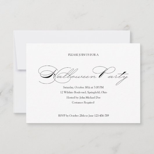 シンプルハロウィンのボール衣装パーティの招待状 招待状 (正面)