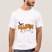 シンプルハロウィンレトロブラックオレンジタイポグラフィおもしろい Tシャツ (正面)