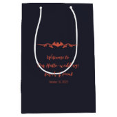 シンプルハロウィン結婚の歓迎 ミディアムペーパーバッグ (正面)