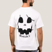 シンプルハロウィン・ジャック・オ・ランタン・パンプキン顔名 Tシャツ (裏面)