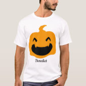 シンプルハロウィン・ジャック・オ・ランタン・パンプキン顔名 Tシャツ (正面)