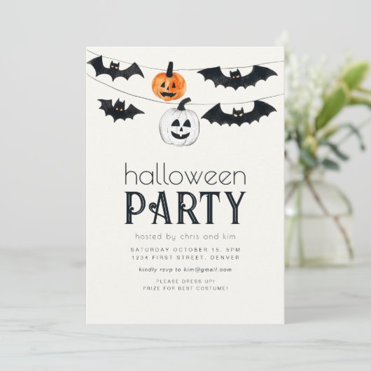 シンプルハロウィーンのカボチャのちょうちんハローウィンパーティ招待状 招待状 (スタンド正面)