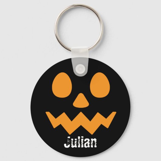 シンプルハロウィーンの日ジャックオランタンパンプキン名 キーホルダー (正面)