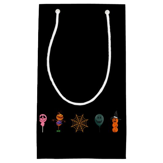 シンプルハロウィーンパンプキン顔幽霊怖いパーティー スモールペーパーバッグ (正面)