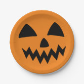 シンプルハロウィーンパンプキン顔幽霊怖いパーティー ペーパープレート (正面)