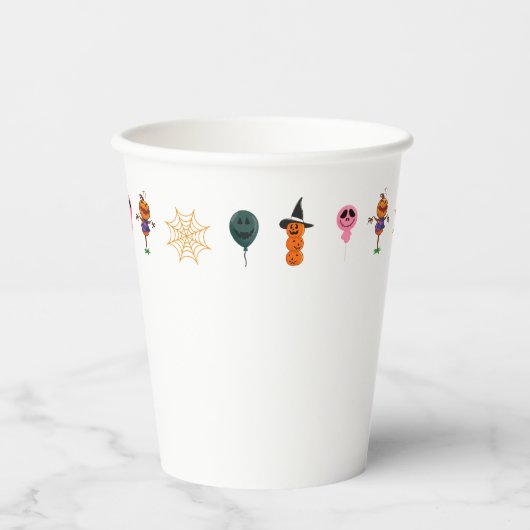 シンプルハロウィーンパンプキン顔幽霊怖いパーティー 紙コップ (正面)