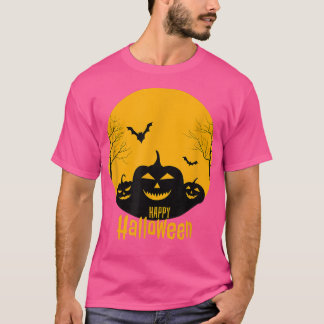 シンプルハロウィーン怖いパンプキンナイトデザイン Tシャツ