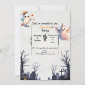 シンプルハローウィンパーティ招待状-フレンドリー幽霊 招待状 (正面)