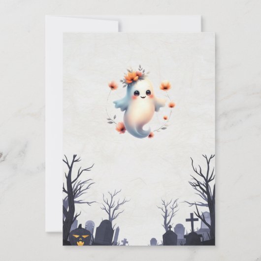 シンプルハローウィンパーティ招待状-フレンドリー幽霊 招待状 (裏面)