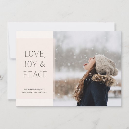 シンプルハンドドロッドタイポグラフィホリデーフォトカード シーズンカード (正面)