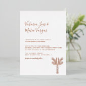 シンプルハンドドロッドパームツリートロピカル結婚ズ 箔招待状 (立ち正面)