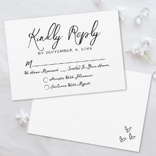 シンプルハンドドロー予測できなドお洒落結婚ズ 出欠カード