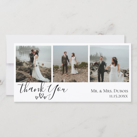 シンプルハーツ 結婚写真 御礼 サンキューカード (正面)