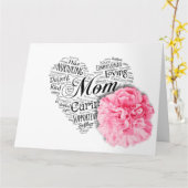 シンプルハートとピンクのカーネーション 母の日 カード (黄色い花)