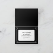 シンプルハートとロマン結婚ティックのブラック サンキューカード (内部)