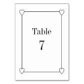 シンプルハートとロマン結婚ティックの白 テーブルナンバー (裏面)