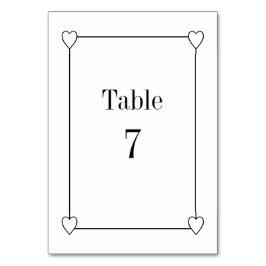 シンプルハートとロマン結婚ティックの白 テーブルナンバー