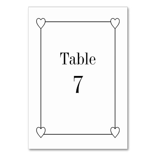 シンプルハートとロマン結婚ティックの白 テーブルナンバー (正面)