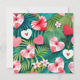 シンプルハートと熱帯葉 シーズンカード