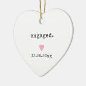 シンプルハートのカスタム年婚約した月日 セラミックオーナメント (左)