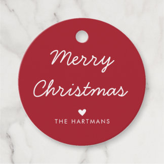 シンプルハートのカラーカスタムクリスマスギフトタグ フェイバータグ