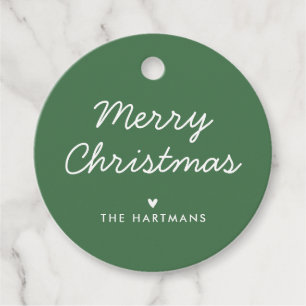 シンプルハートのカラーカスタムクリスマスギフトタグ フェイバータグ