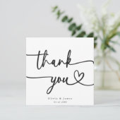 シンプルハートのミニマリストに感謝のスクリプト結婚 サンキューカード (スタンド正面)