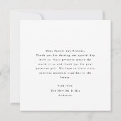 シンプルハートのミニマリストに感謝のスクリプト結婚 サンキューカード (裏面)